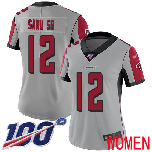 Atlanta Falcons Limited Silver Women Mohamed Sanu Jersey NFL Football 12 100th Season Inverted Legend
